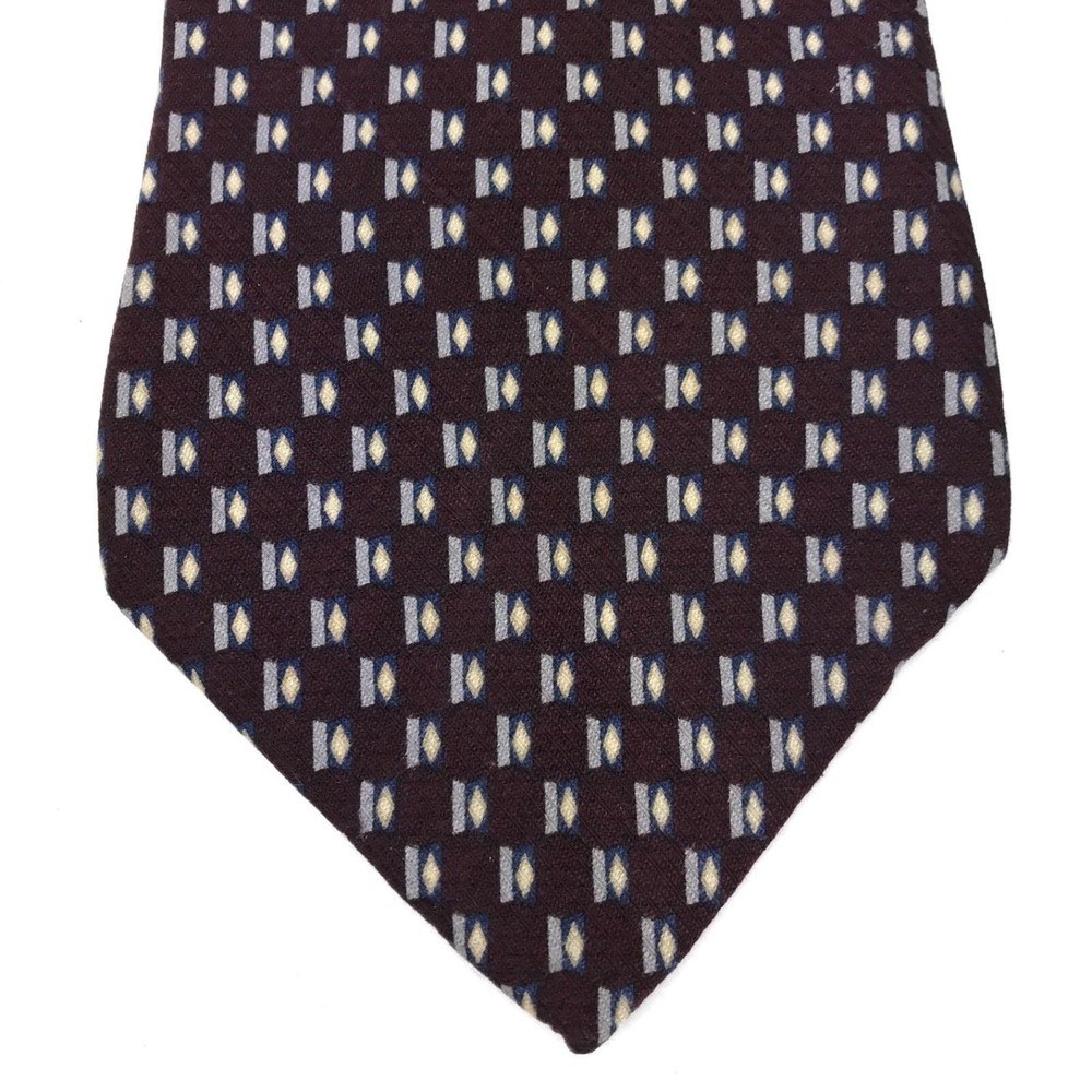 Graham & Lockwood Tie Maroon Blue 100% Silk Necktie 👔 Made In Mexico 58"